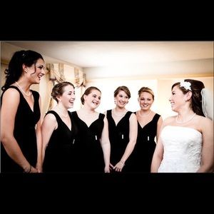 Black V-Neck Cocktail or Bridesmaid Dress